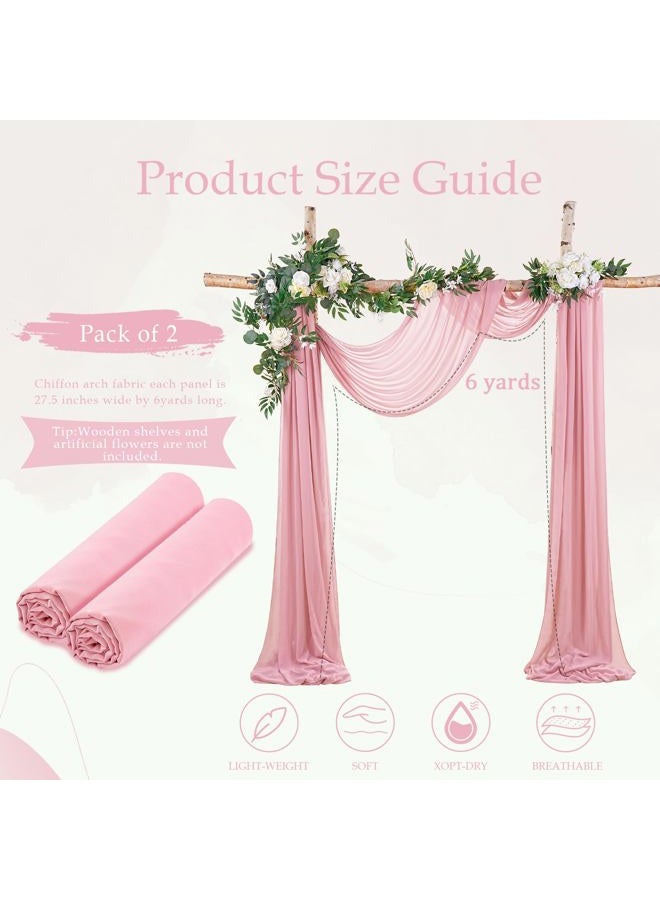 SoarDream Dusty Rose Wedding Drapes 2 Panels 6 Yards Sheer Backdrop Curtains for Bridal Shower Wedding Arches for Ceremony Decorations - Image 3