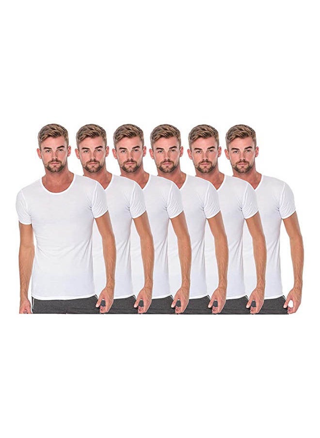 COTTONIL Basic Round Neck Short Sleeve Undershirts Pack Of 6 