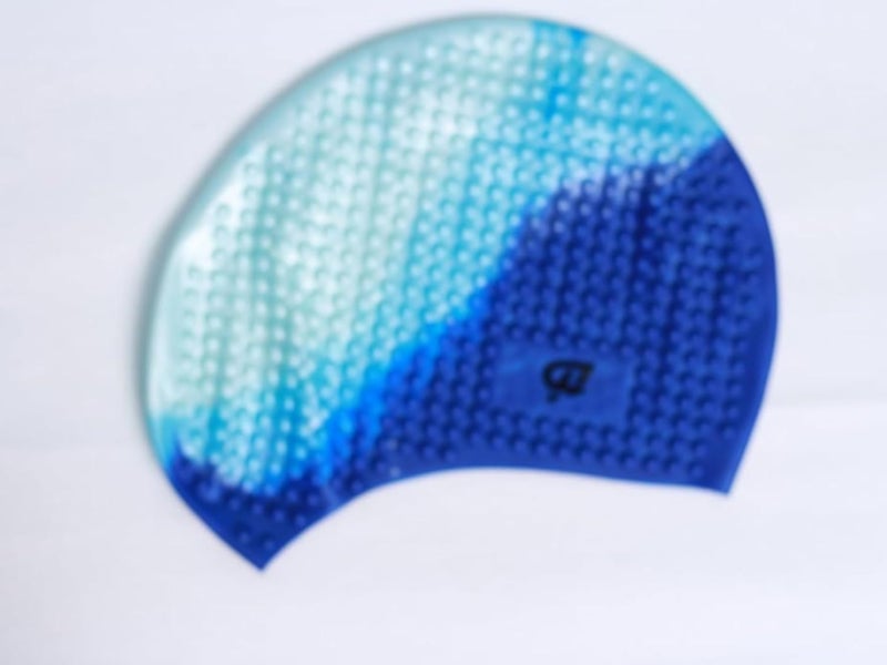 Keep Fit Grainy Swimming Cap Cyan and Blue