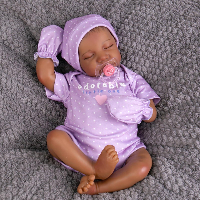 Aori Reborn Baby Dolls Black Realistic Baby Doll Girl Black 18inch Real Life Soft Vinyl American Doll Nice Gift for Kids NewParents GrandParents Doll Collectors - Image 2