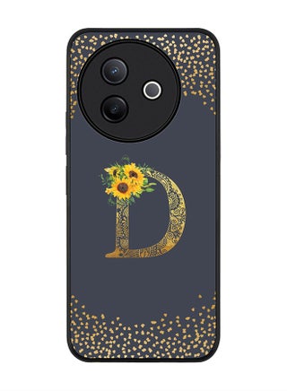 Custom Floral Monogram - D  (Grey )