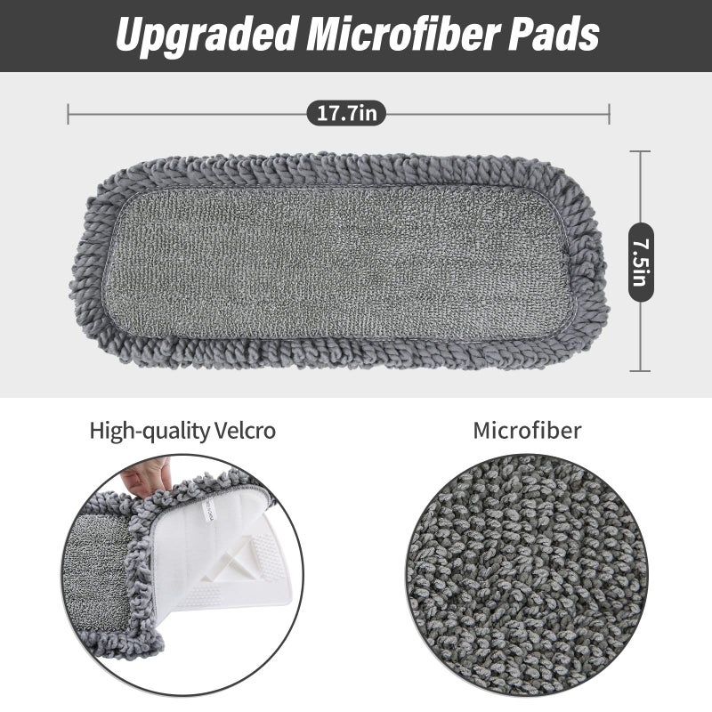 Panda Grip 16.5 inch Mop Pads Refills, 3 Pack Microfiber Reusable Replacement Mop Pads Flat Replacements Heads for Wet Or Dry Floor Cleaning and Scrubbing, Grey Tassel Cloth - Image 2
