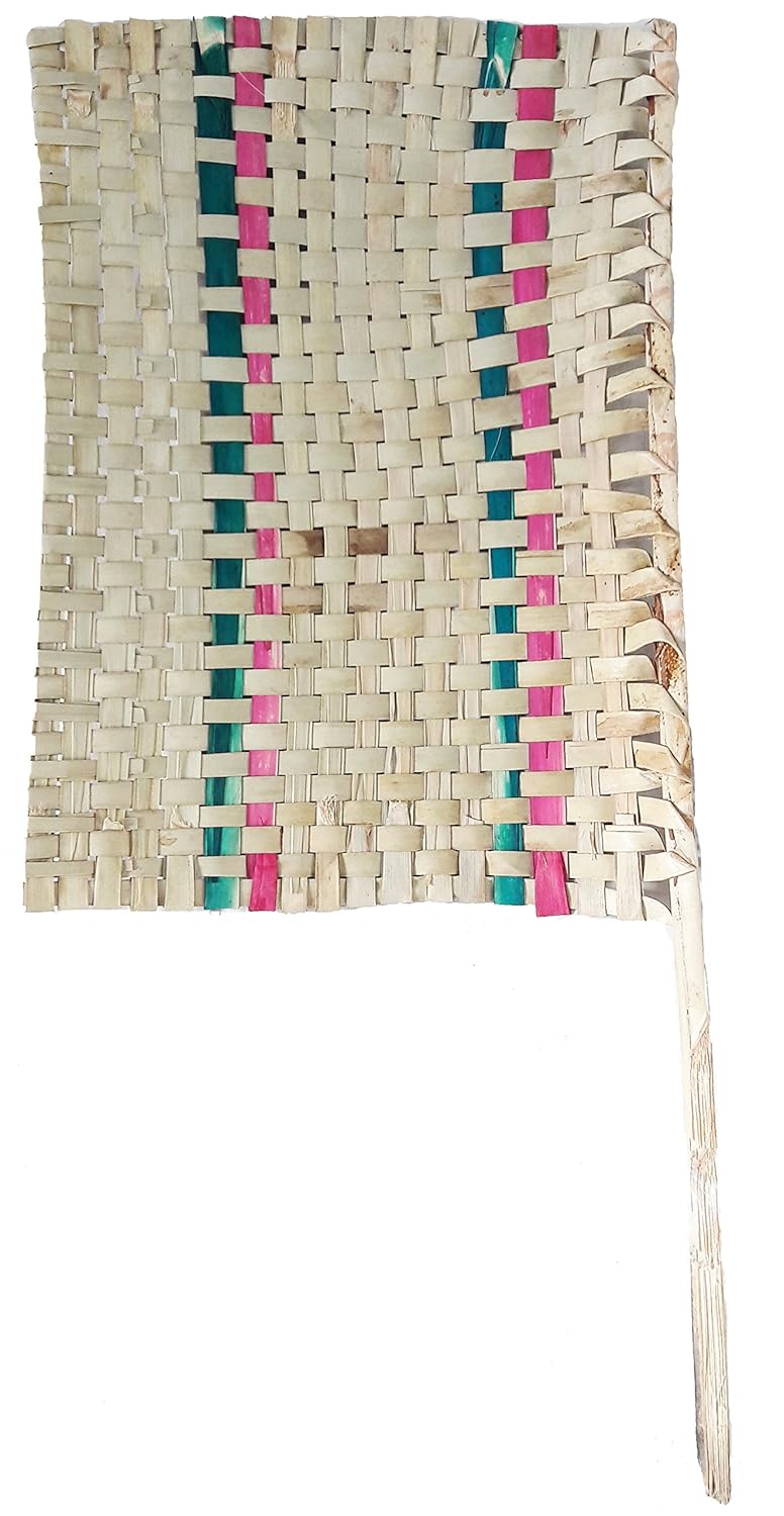 GUNEE Antique Handicraft Rajasthani Natural Bamboo Wood Manual Hand Held Fan for Summers and for The Time of No ElectricityBattery Needed Pankhi Set of 2 - Image 2