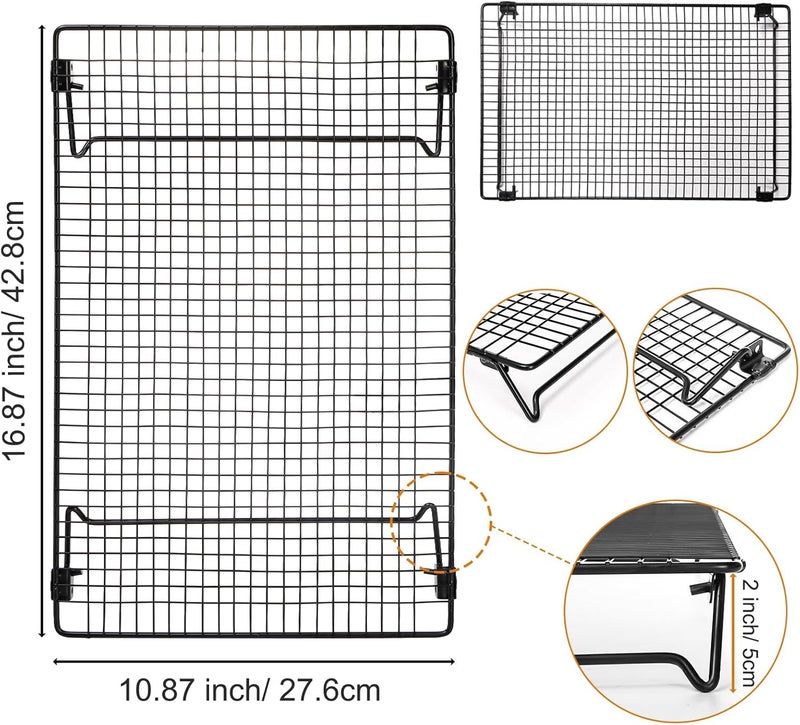 Loquat 2-Piece Cooling Rack with Collapsible Folding Legs - for Cooking, Roasting, Drying, Grilling (Black) - Image 3