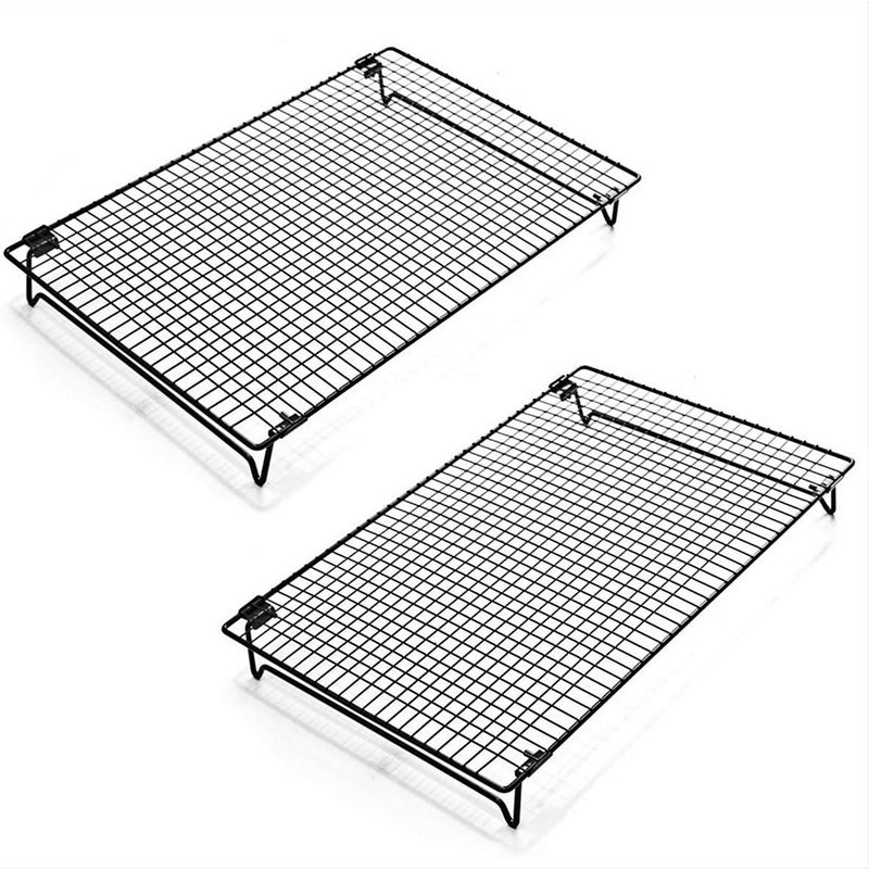 Loquat 2-Piece Cooling Rack with Collapsible Folding Legs - for Cooking, Roasting, Drying, Grilling (Black) - Image 1