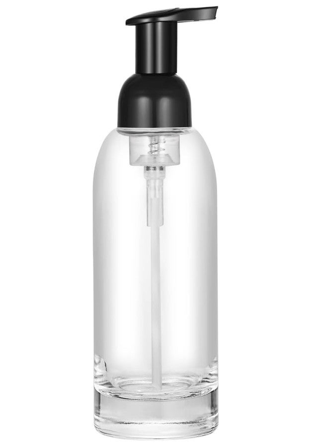 CHBKT Thick Clear Glass Jar Soap Dispenser with Foaming Pump, 13 Ounce Clear Round Bottles Dispenser with Foaming Pump (Black) - Image 1