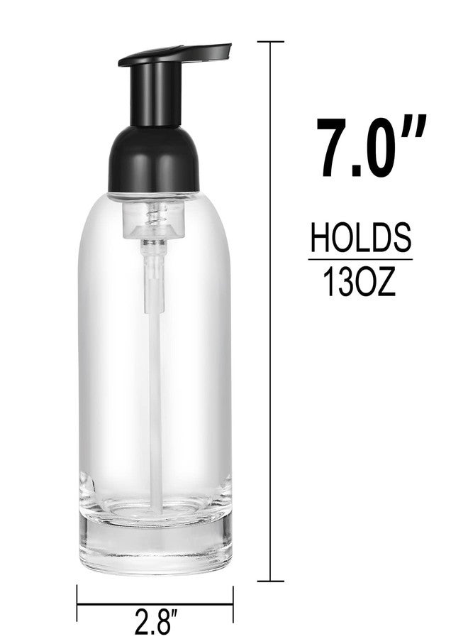CHBKT Thick Clear Glass Jar Soap Dispenser with Foaming Pump, 13 Ounce Clear Round Bottles Dispenser with Foaming Pump (Black) - Image 3