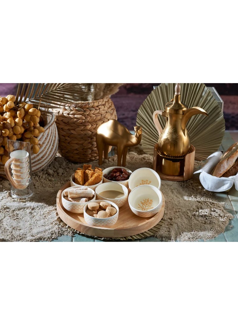 ABYAT طقم أوعية نخيل مع صينية تقديم – أوعية تقديم أنيقة مع صينية متناسقة لتقديم المقبلات والسلطات والحلويات – أدوات مائدة من البورسلان/الخزف المتين للاستخدام اليومي والضيافة والمناسبات – هدية مثالية وعملية - Image 2