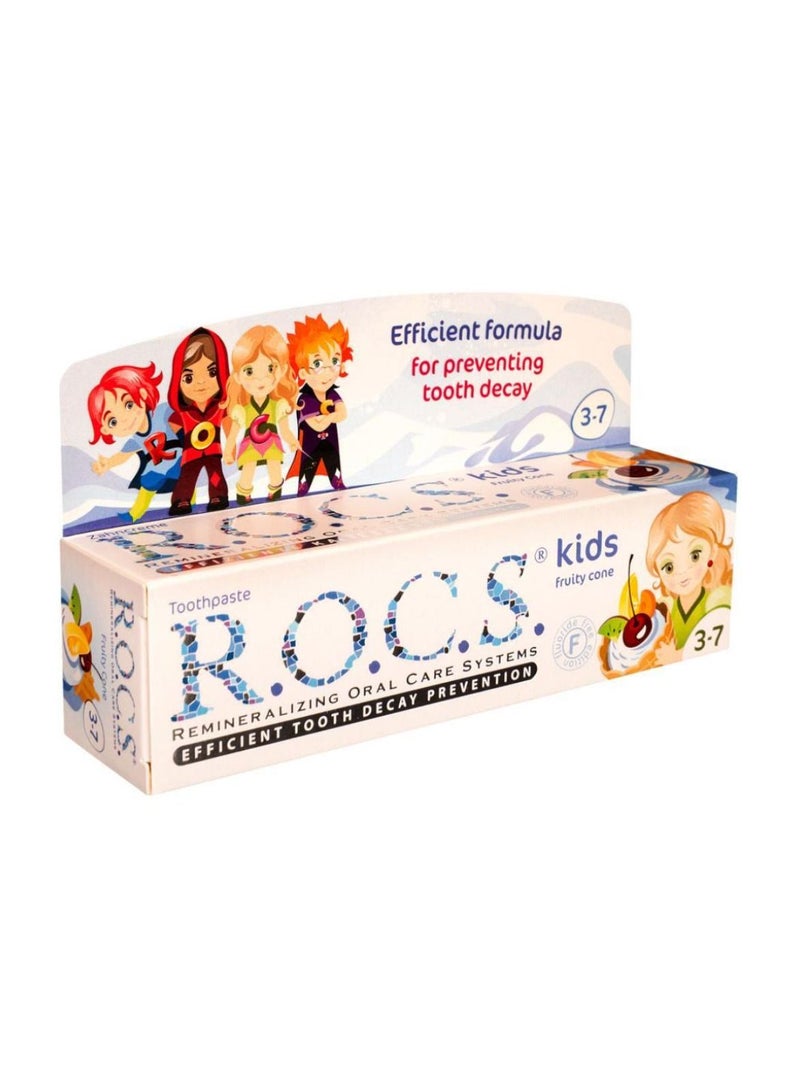 Rocs Kids Fruity Cone 3 to 7 Toothpaste 35ml - Image 1