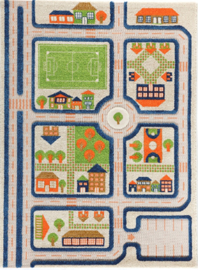 IVI 3D Play Carpet Traffic Design - Large | Blue | Activity Playmat for Kids & Children | Bedroom, Living Room, Nursery Rug | Polypropylene | Foldable | 180 cm x 134 cm - Image 1