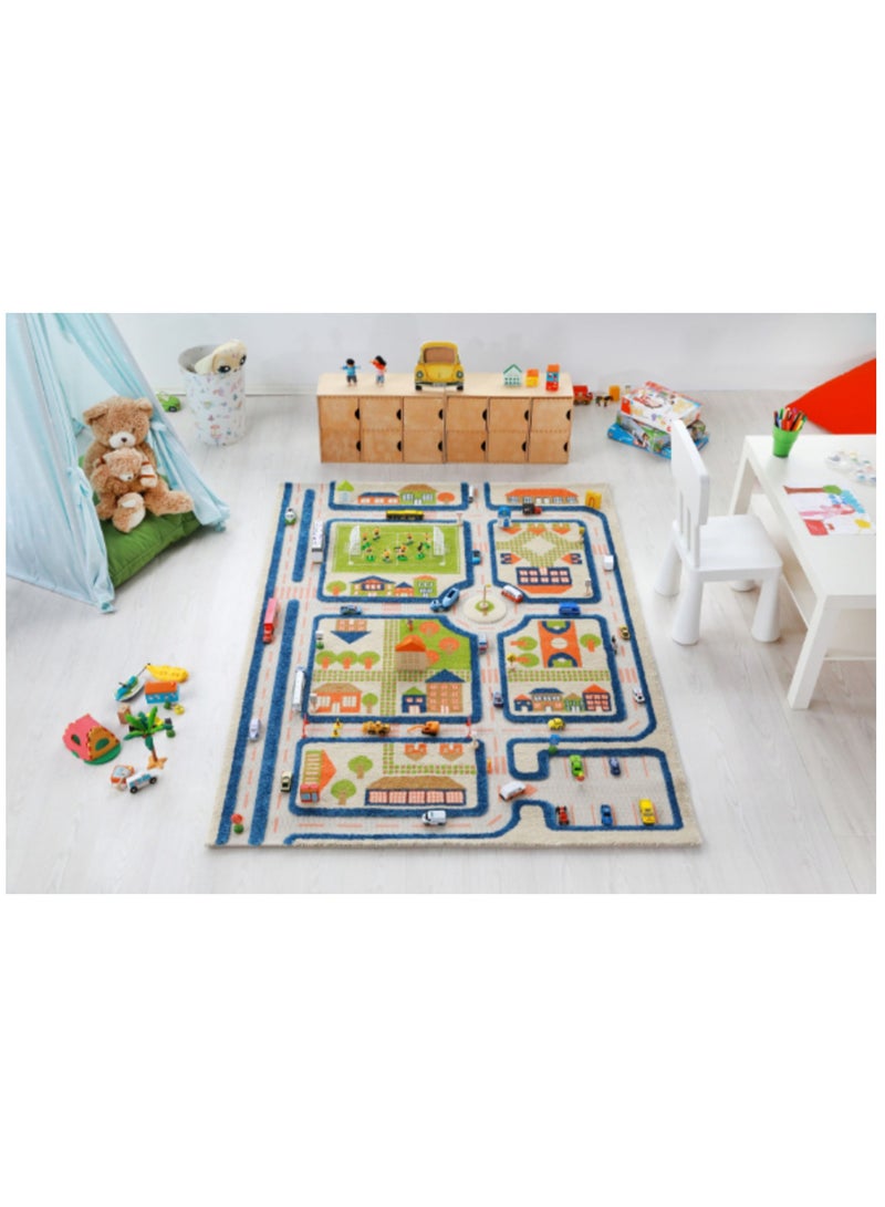 IVI 3D Play Carpet Traffic Design - Large | Blue | Activity Playmat for Kids & Children | Bedroom, Living Room, Nursery Rug | Polypropylene | Foldable | 180 cm x 134 cm - Image 4