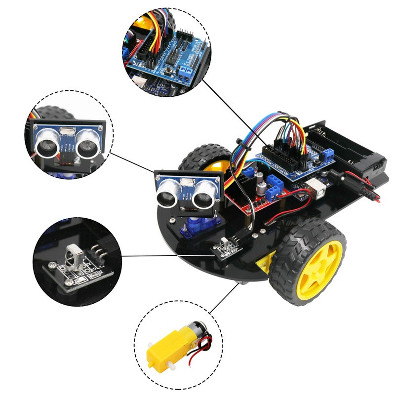 LAFVIN Smart Robot Car 2WD Chassis Kit with Ultrasonic Module R3 Board,Remote Compatible with Arduino IDE DIY Kit - Image 4