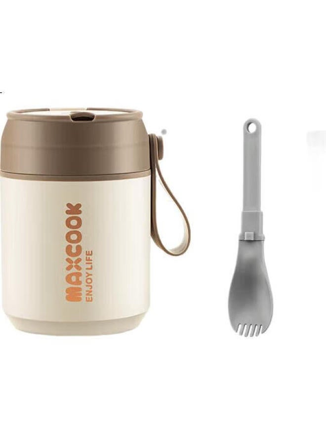 MAX COOK كوب حساء ماكس كوك، كوب حليب الإفطار، زجاجة ماء معزولة من الفولاذ المقاوم للصدأ 304، صندوق غداء، مع ملعقة وقشة، Mcb0399 - Image 1