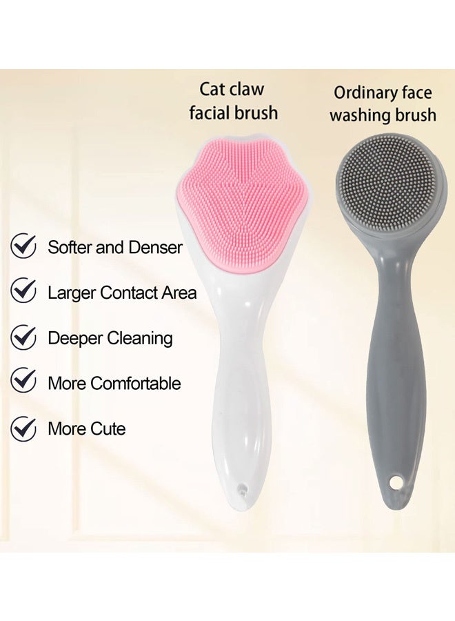 2 Pcs Silicone Face Scrubber Exfoliating Brush Manual Handheld Facial Cleansing Blackhead Scrubber Soft Bristles Waterproof,for Daily Skincare Routine Sensitive Oily Dry Skin Types Post Makeup Cleansing Travel Home Facial Spa,Blue Pink - Image 5