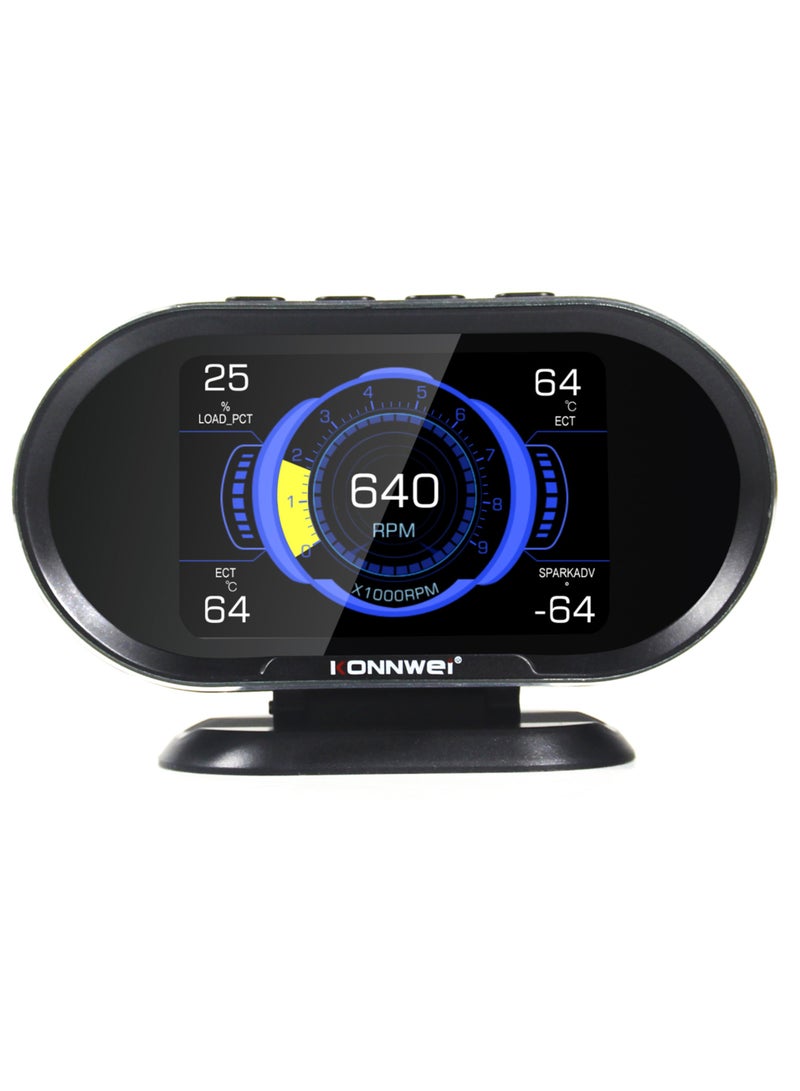 KONNWEI HUD 3.5in HUD Head Up Display عداد سرعة السيارة OBDII كمبيوتر الرحلات الرقمي الذكي OBDII ماسح OBDII أداة تشخيص OBDII إنذار السرعة - Image 4