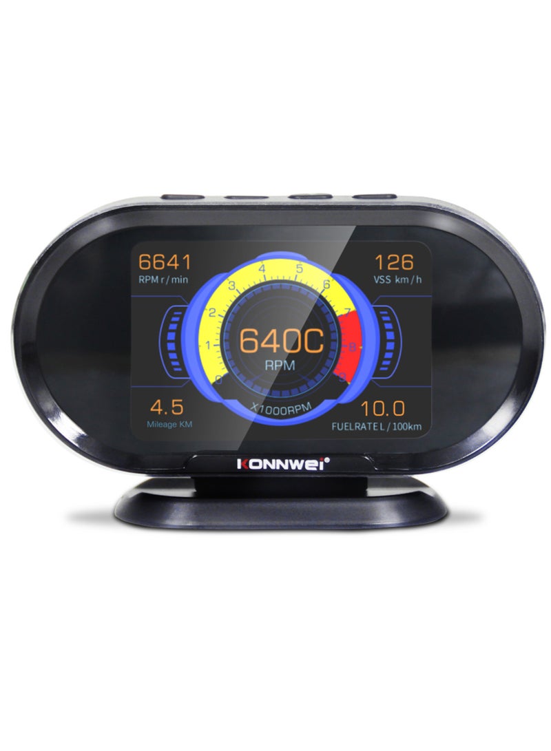KONNWEI HUD 3.5in HUD Head Up Display عداد سرعة السيارة OBDII كمبيوتر الرحلات الرقمي الذكي OBDII ماسح OBDII أداة تشخيص OBDII إنذار السرعة - Image 1