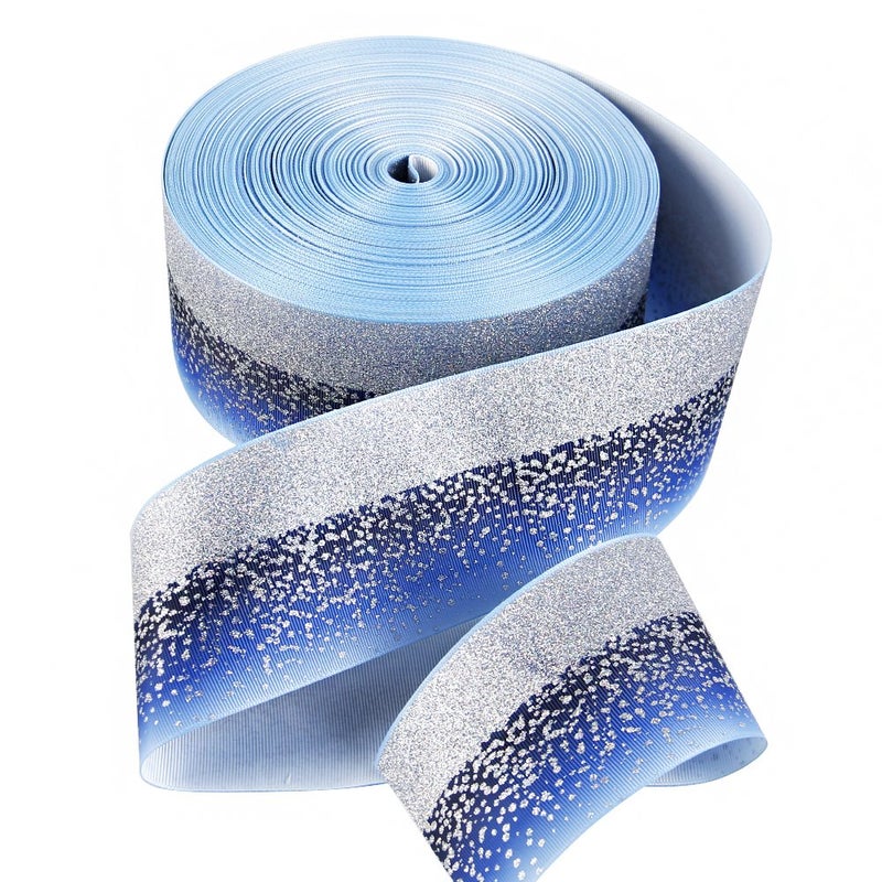 David accessories Glitter Fabric Grosgrain Ribbon 3 x 5 YardsRoll Handmade Hair Bows Gift Giving Wrapping Party Decoration Sewing Projects Wedding Events Blue
