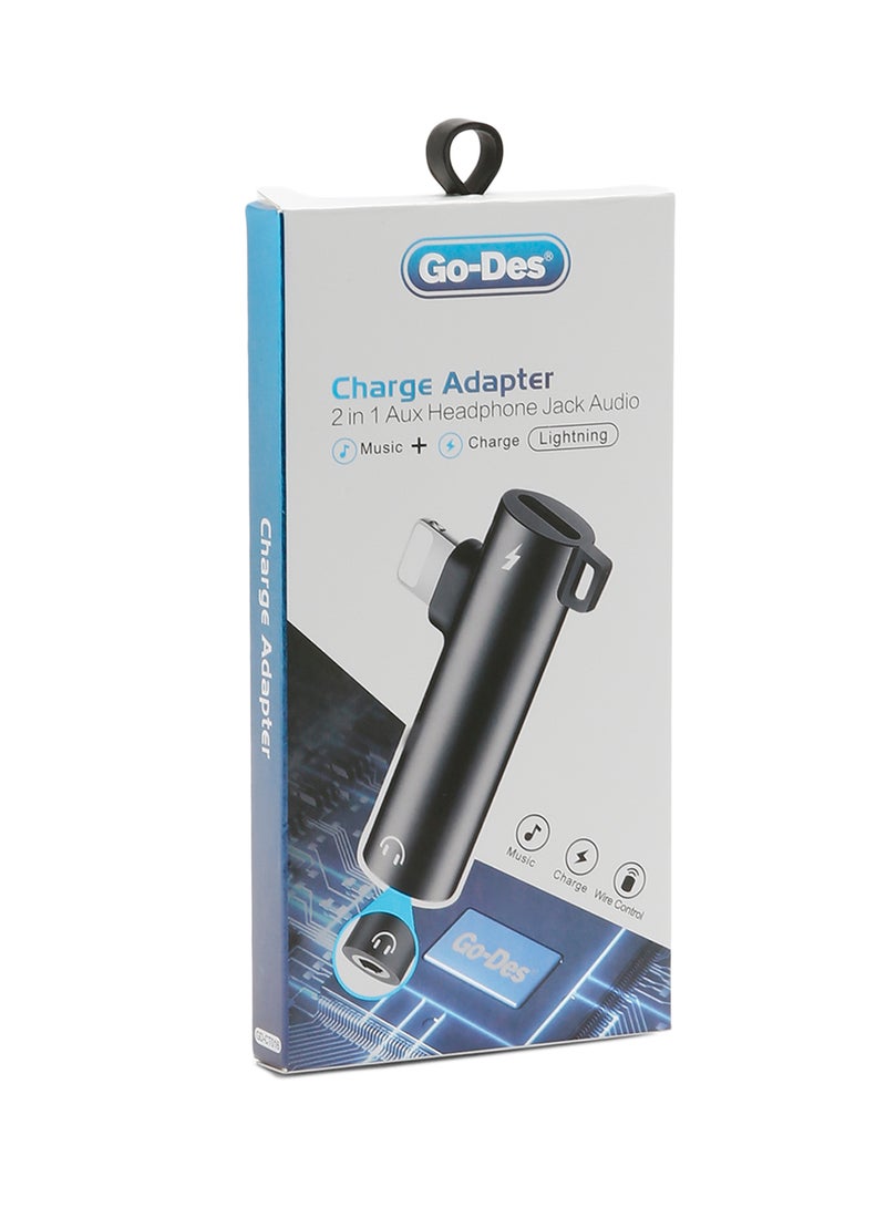 GO-DES 2-In-1 Charging Adapter With AUX Headphone Jack Black - Image 3