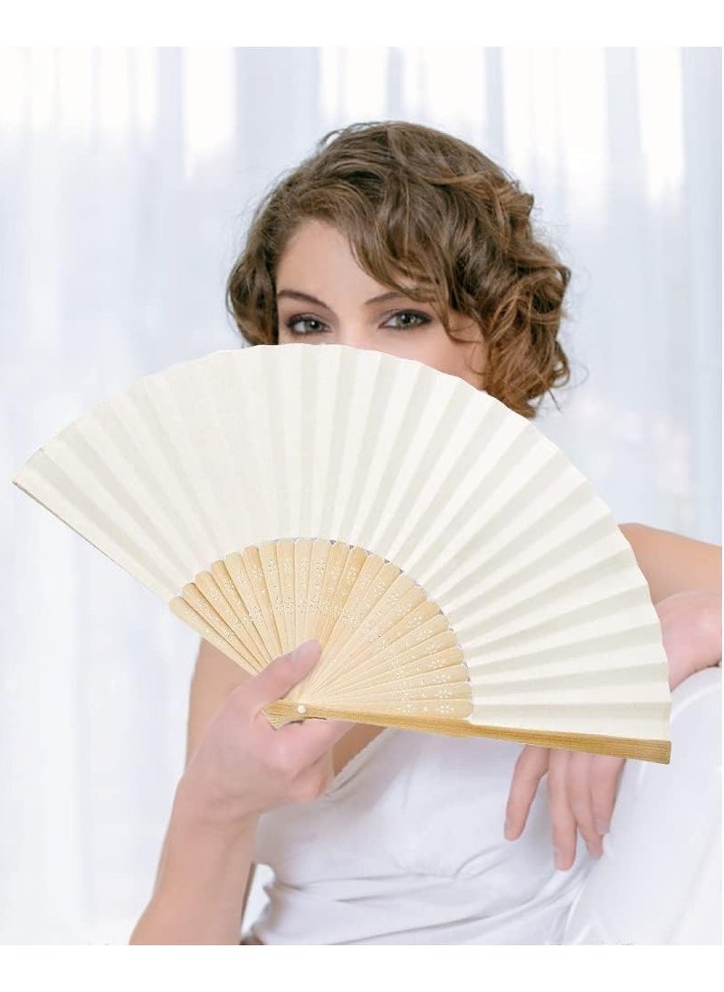 Generic Handheld Folding Fan White, Paper Hand Chinese/Spanish Fans Wedding For Dancing Cosplay Props Wedding Party Home Decorations  - Image 1