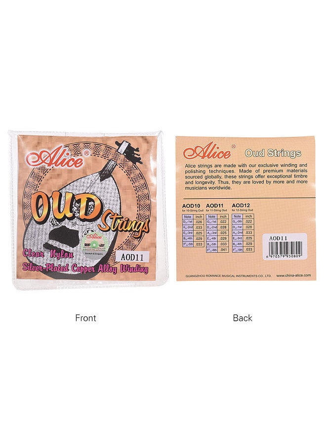 Alice - AOD11 11-String Oud Strings Set(G-D-A-E-B-F) Nylon Core Silver Plated Copper Alloy Winding (.022-.041) - Image 1