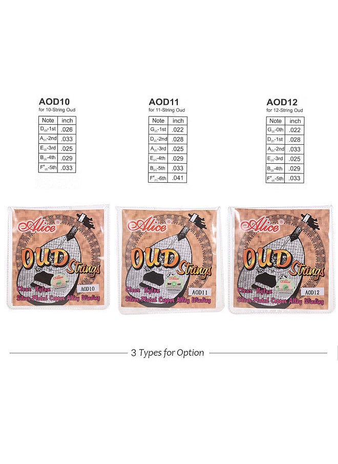 Alice - AOD11 11-String Oud Strings Set(G-D-A-E-B-F) Nylon Core Silver Plated Copper Alloy Winding (.022-.041) - Image 1