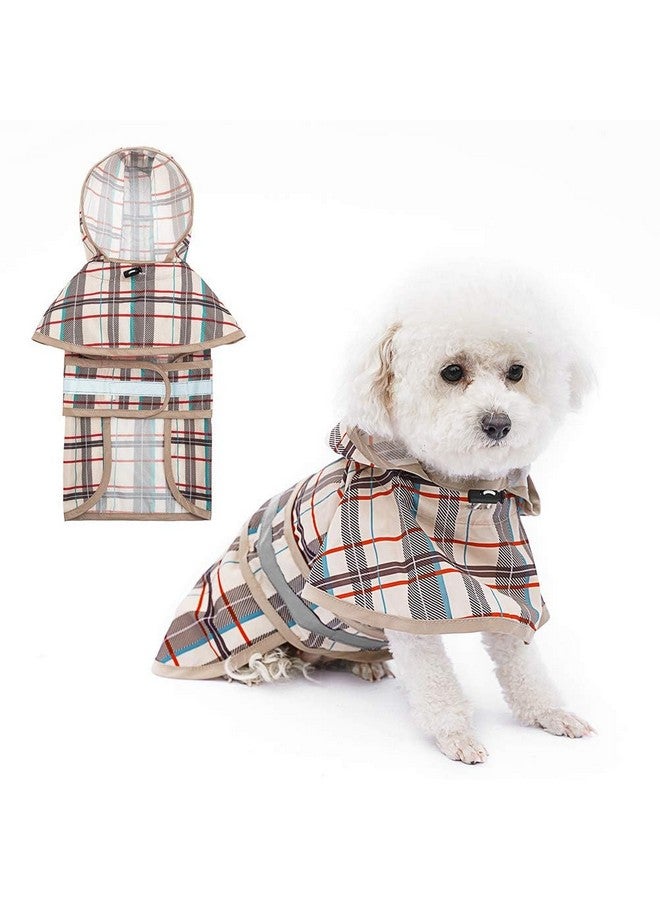 كولتيل معطف واق من المطر للكلاب بغطاء رأس وغطاء رأس مع فتحة للمقود، معطف واق من المطر للكلاب الصغيرة والمتوسطة الحجم، سترة مطر مقاومة للماء للكلاب مع شريط عاكس، ملابس مطر قابلة للتعديل وجيدة التهوية للجراء - بيج - Image 1