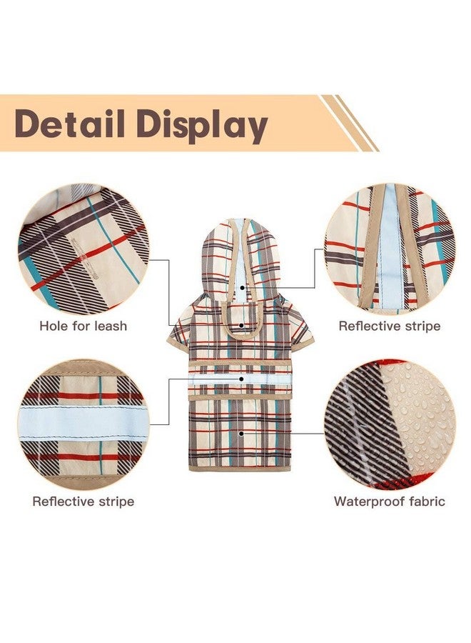 كولتيل معطف واق من المطر للكلاب بغطاء رأس وغطاء رأس مع فتحة للمقود، معطف واق من المطر للكلاب الصغيرة والمتوسطة الحجم، سترة مطر مقاومة للماء للكلاب مع شريط عاكس، ملابس مطر قابلة للتعديل وجيدة التهوية للجراء - بيج - Image 3