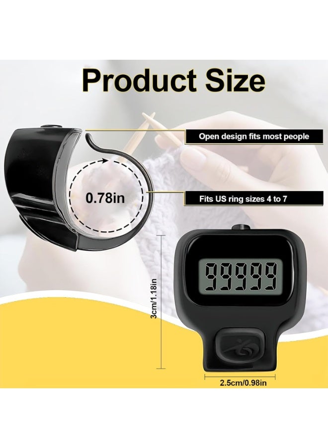 JIXIN 3PCS Ring Counter, Electronic Ring Finger Counter, Multi-Purpose Praise Digital Finger Counter Prayer Reminder Ring Resettable 5 Digit LCD Digital Display Finger Hand Tally Counter Counting for Golf, Goods Counting, Lap & Knitting(2 Black + 1 White) - Image 3