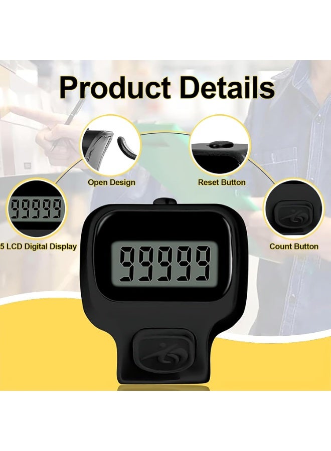 JIXIN 3PCS Ring Counter, Electronic Ring Finger Counter, Multi-Purpose Praise Digital Finger Counter Prayer Reminder Ring Resettable 5 Digit LCD Digital Display Finger Hand Tally Counter Counting for Golf, Goods Counting, Lap & Knitting(2 Black + 1 White) - Image 4