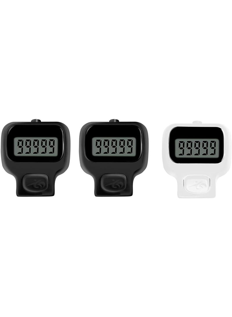 JIXIN 3PCS Ring Counter, Electronic Ring Finger Counter, Multi-Purpose Praise Digital Finger Counter Prayer Reminder Ring Resettable 5 Digit LCD Digital Display Finger Hand Tally Counter Counting for Golf, Goods Counting, Lap & Knitting(2 Black + 1 White) - Image 1