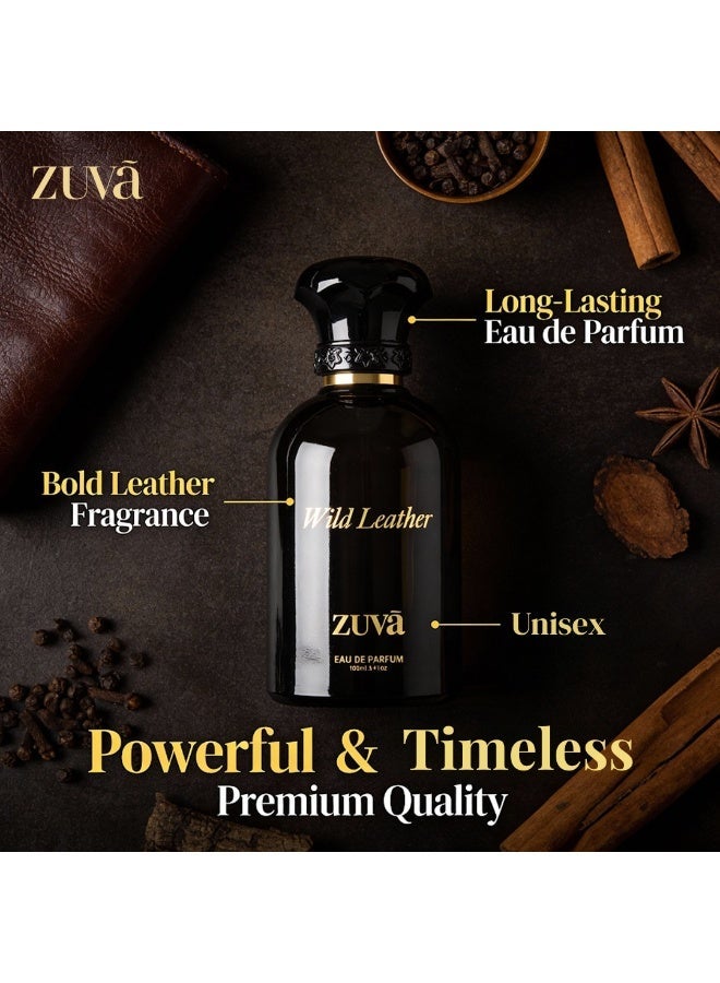 عطور زوفا عطر وايلد ليذر أو دو بارفان 100 مل - عطر طويل الأمد للجنسين برائحة الجلد العربي والعود مع الهيل والزعفران والباتشولي ونجيل الهند - Image 3