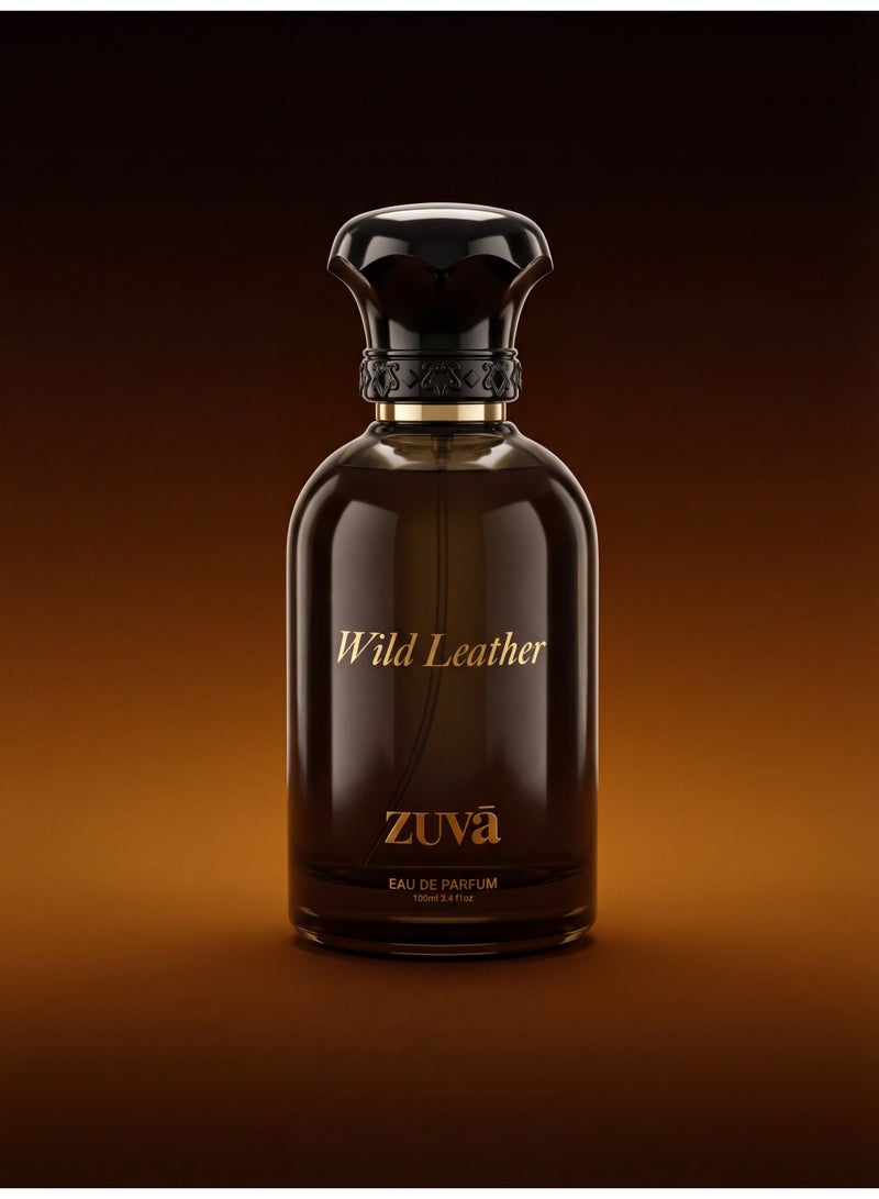 عطور زوفا عطر وايلد ليذر أو دو بارفان – 100 مل | عطر يدوم طويلاً للجنسين برائحة الجلد العربي والعود مع الهيل والزعفران والباتشولي ونجيل الهند - Image 1
