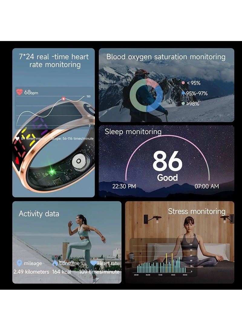 AROAQ R12 Color Screen Fashion Smart Ring With Smart Touch Health Tracker Fitness IP68 5ATM Waterproof Men Women Intelligent Ring  - Image 3