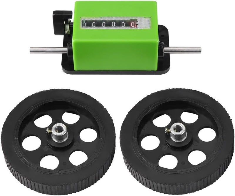 Mechanical Length Counter Rolling Wheel, 6 - Digit Meter Counter, Green - Measurement, Dual Wheel Stability, Ideal for Textile and Printing Use - Image 1