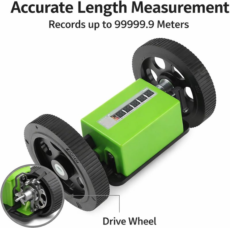 Mechanical Length Counter Rolling Wheel, 6 - Digit Meter Counter, Green - Measurement, Dual Wheel Stability, Ideal for Textile and Printing Use - Image 2