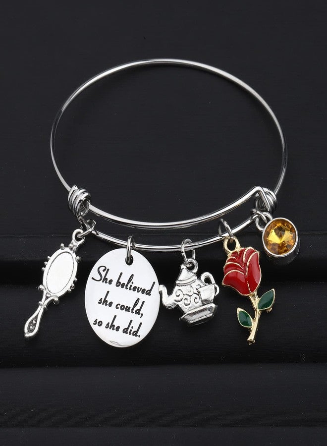 FAADBUK Movie Inspired Bracelet She Believed She Could So She Did Belle Princess Jewelry Inspiration Gift for Her (She Beauty Bracelet) - Image 4