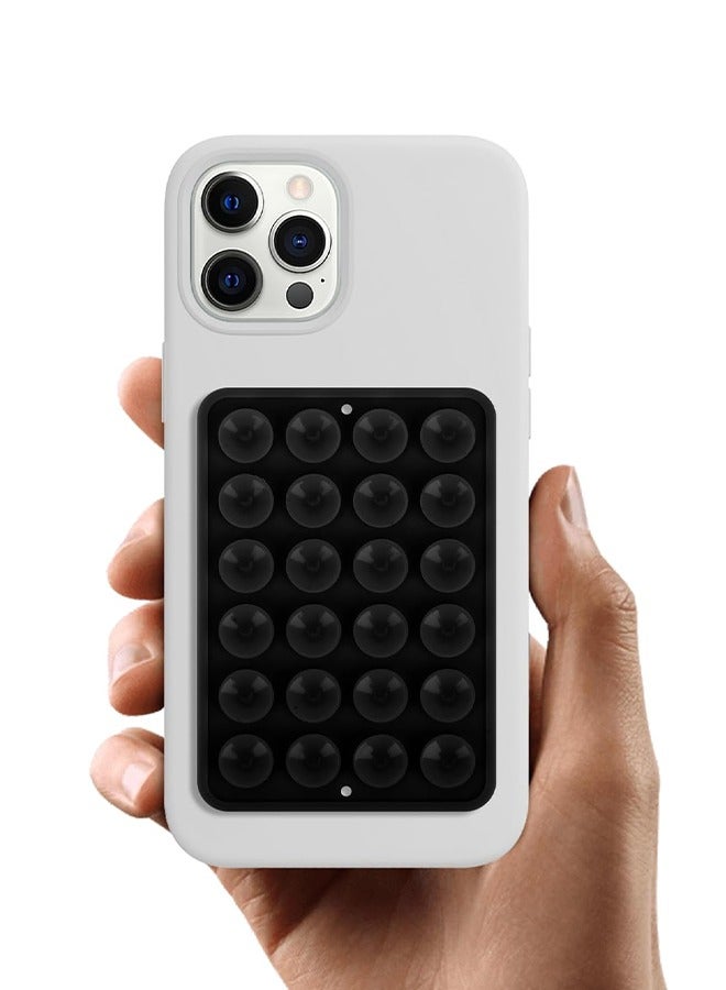 1 black suction phone holder (10.5cm*6cm), suitable for iPhone and Android silicone suction phone accessories, hands-free toy mirror, shower phone holder, ideal for TikTok videos and selfies.  - Image 1