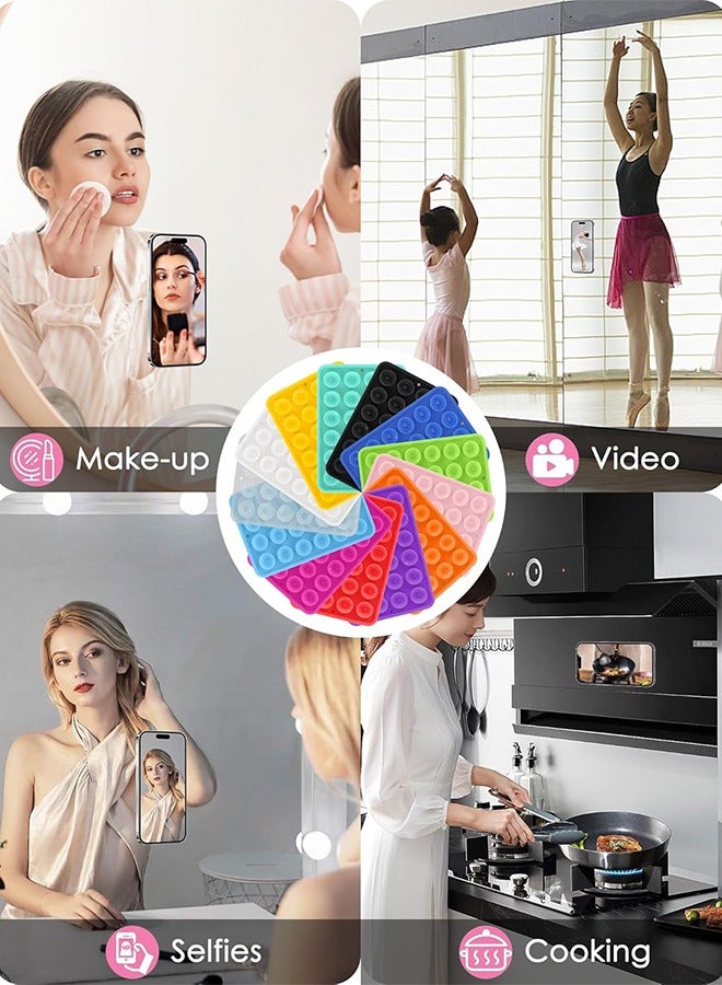 1 black suction phone holder (10.5cm*6cm), suitable for iPhone and Android silicone suction phone accessories, hands-free toy mirror, shower phone holder, ideal for TikTok videos and selfies.  - Image 4