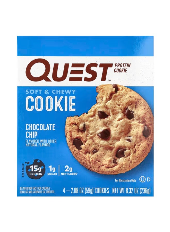 Quest Nutrition، كوكيز البروتين، رقائق الشوكولاتة، 4 كوكيز، 2.08 أونصة (59 جم) لكل منها
