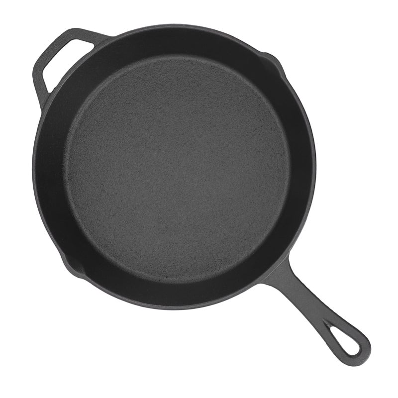 Cast Iron Frying Pan 26cm Non Coated Skillet - Even Heat Distribution Cast Iron Cookware for Indoor Outdoor Camping Cooking - Image 2