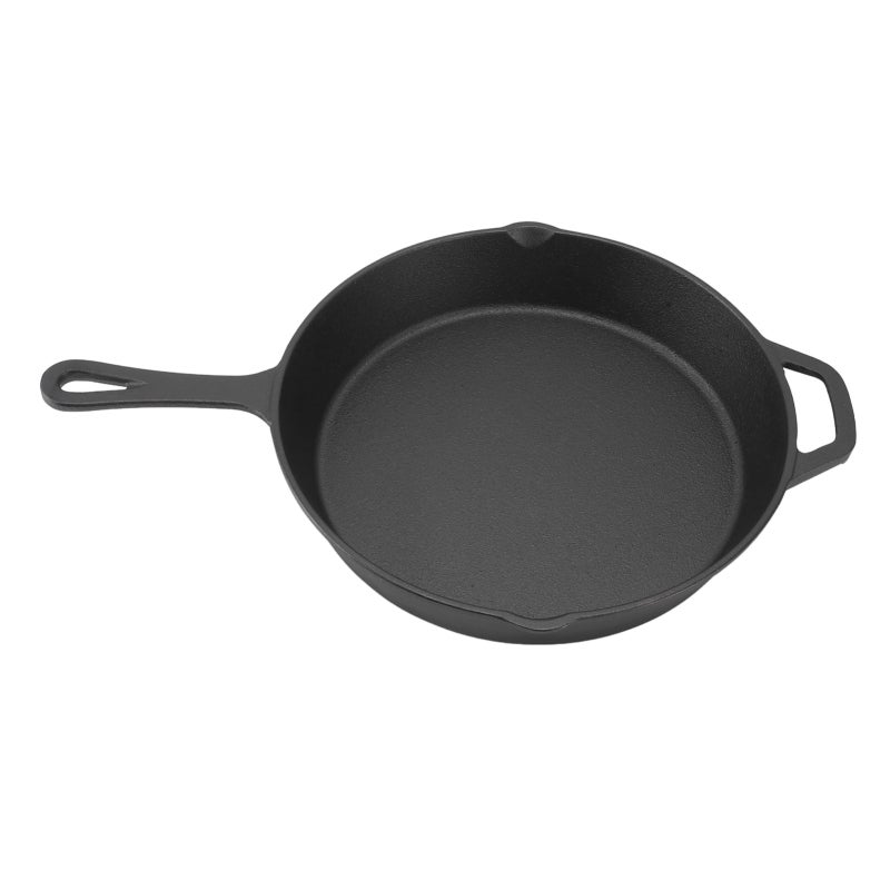Cast Iron Frying Pan 26cm Non Coated Skillet - Even Heat Distribution Cast Iron Cookware for Indoor Outdoor Camping Cooking - Image 5