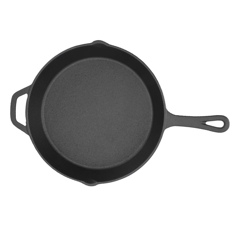 Cast Iron Frying Pan 26cm Non Coated Skillet - Even Heat Distribution Cast Iron Cookware for Indoor Outdoor Camping Cooking - Image 4