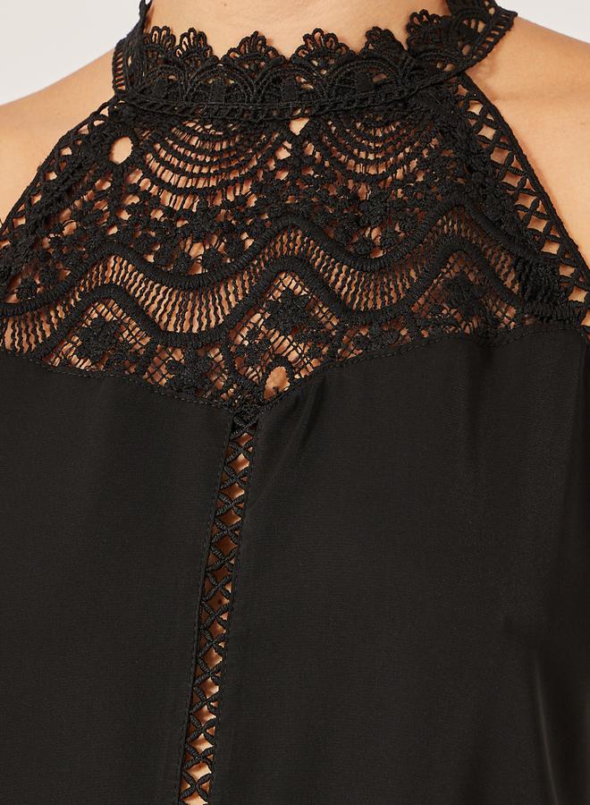 Styli Black Lace Detail Sleeveless Top  - Image 4