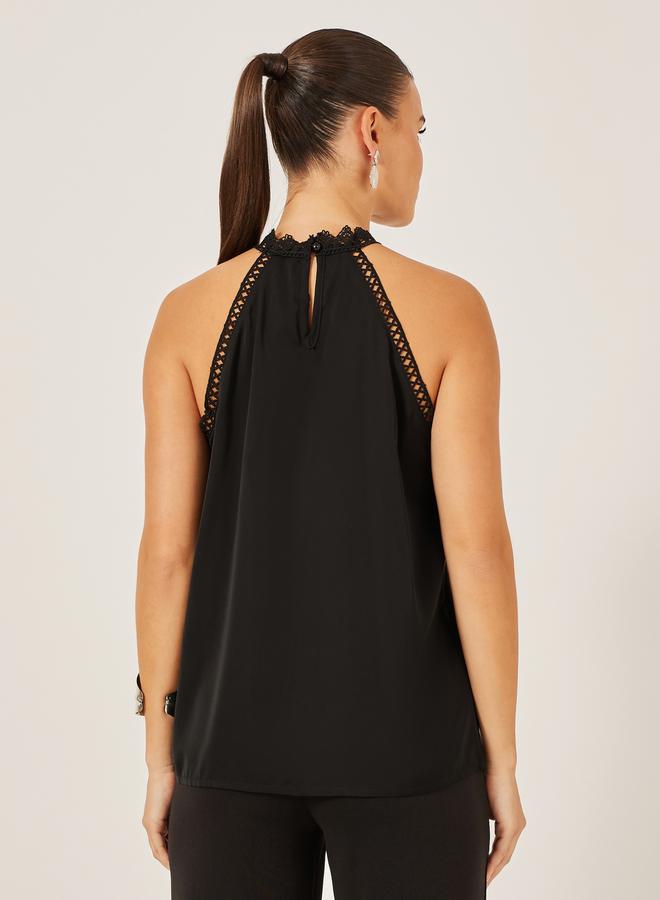 Styli Black Lace Detail Sleeveless Top  - Image 5