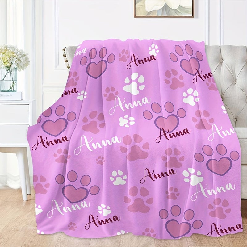 Personalized Pet Flannel Blanket with Custom Name Soft Comfortable Multifunction Gift for Dog Lovers Red 80x120cm Animal Theme Modern Style All Season Polyester Fiber Machine Washable for Sofa Bed Office Camping Travel - Image 5