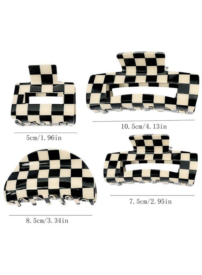 BetterJonny 4Pcs Checkered Hair Claw Clips Betterjonny Square Checker Barrettes Cute Non Slip Hair Jaw Clips Hair Accessories For Girls And Women Thick Thin Hair - Image 5