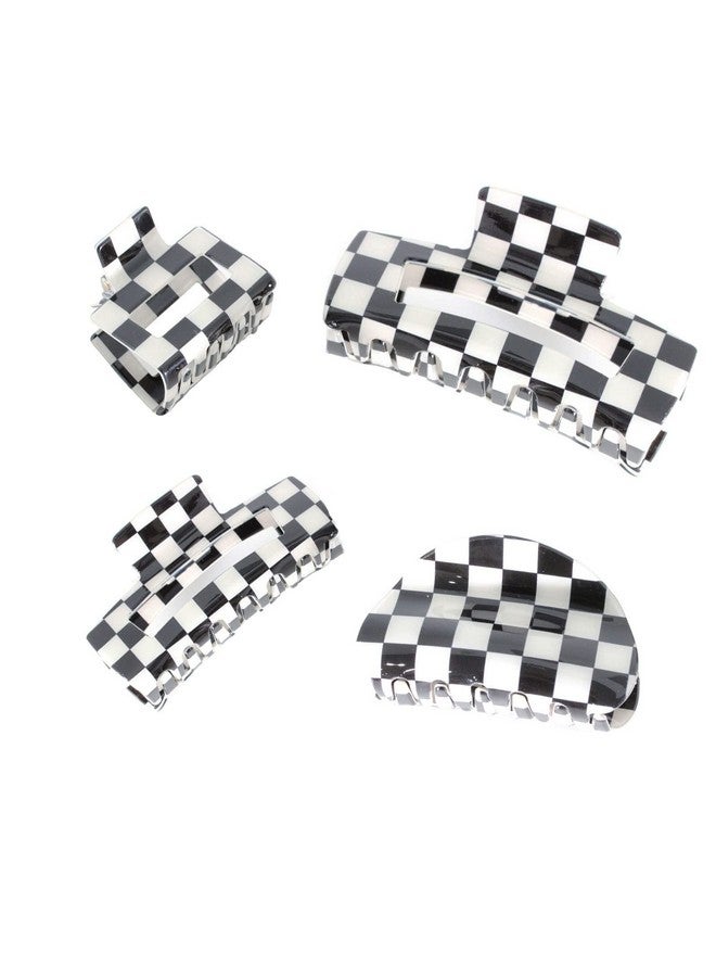 BetterJonny 4Pcs Checkered Hair Claw Clips Betterjonny Square Checker Barrettes Cute Non Slip Hair Jaw Clips Hair Accessories For Girls And Women Thick Thin Hair - Image 1