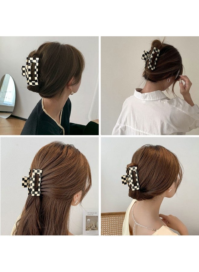 BetterJonny 4Pcs Checkered Hair Claw Clips Betterjonny Square Checker Barrettes Cute Non Slip Hair Jaw Clips Hair Accessories For Girls And Women Thick Thin Hair - Image 3