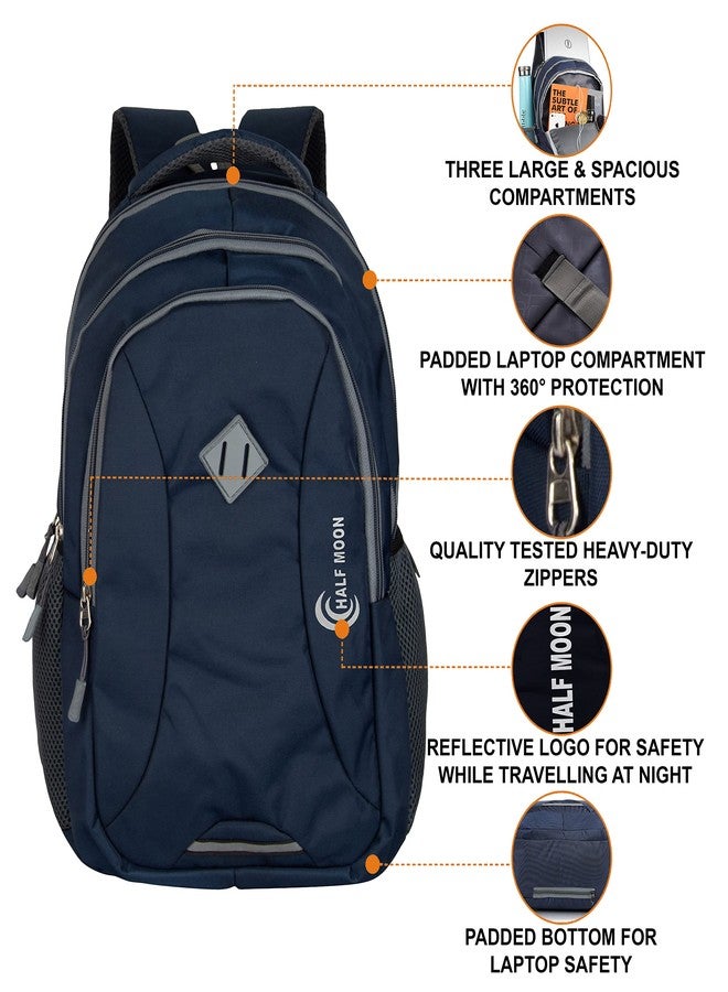 Half Moon 35L Laptop Bags for Men Office Use with Rain Cover | 17 inch Laptop Bag | Business Backpack Bags for Women | Reflective Night Safety School Bag for Boys & Girls - Image 2
