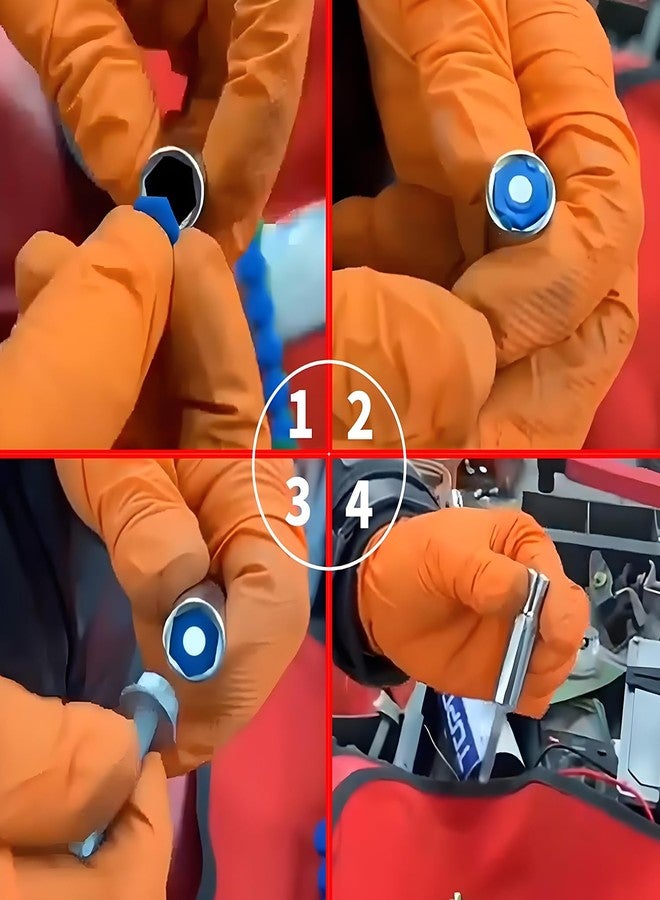 JEUCLEL مجموعة محولات المقبس المغناطيسية JEUCLEL، 21 قطعة، مع ملف تعريف سداسي، 10 أحجام SAE (5/16-7/8 بوصة) و11 حجمًا متريًا (8-19 مم)، للعمل بكفاءة وسهولة - Image 5